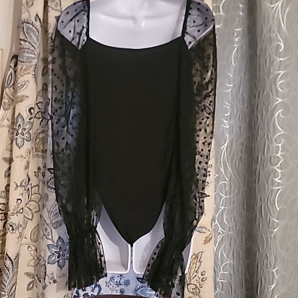 WDIRARA Women's Polka Dots Sheer Bodysuit - Picture 7 of 9